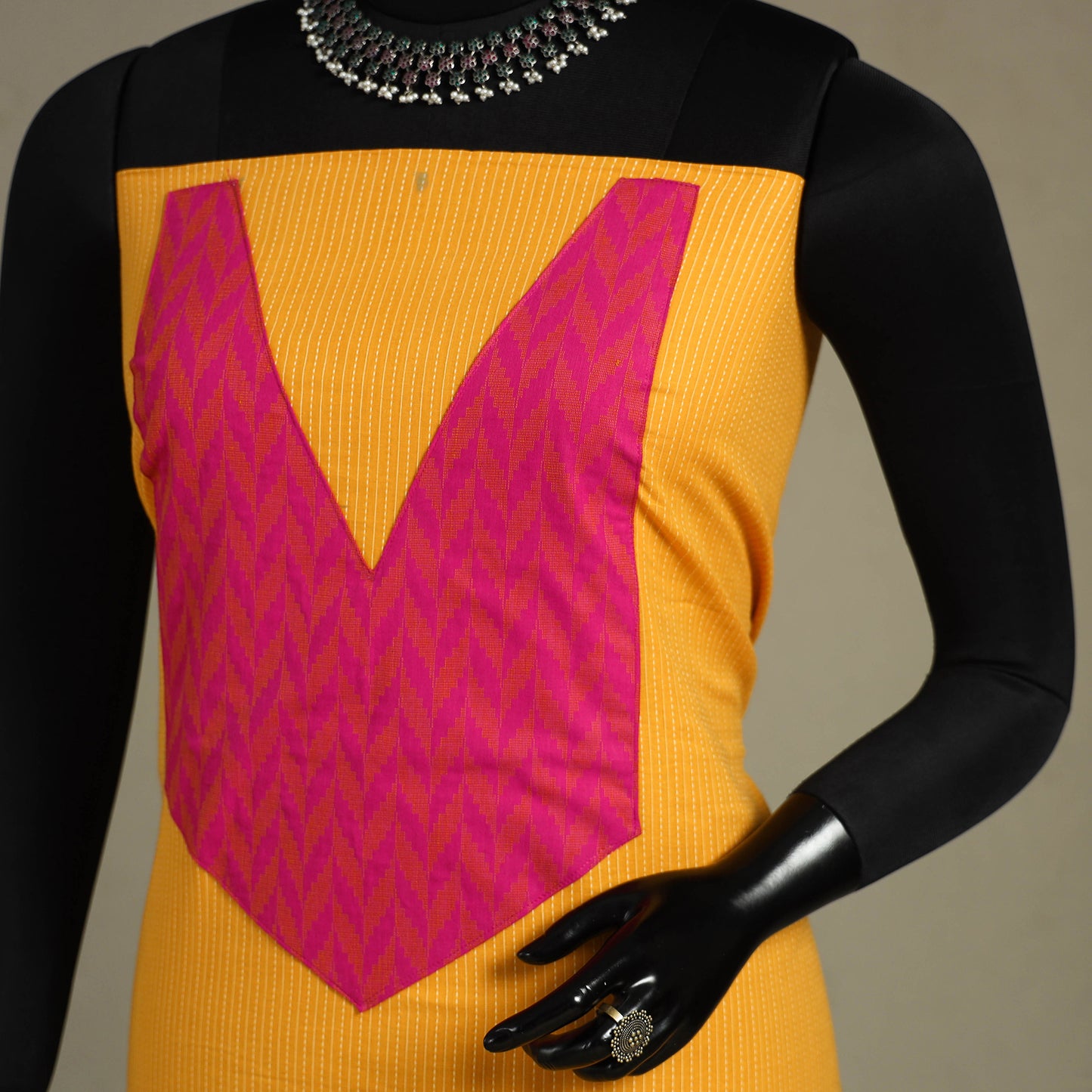 Yellow Unstitched Plain Cotton Kurta Material