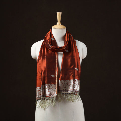 Brocade Handloom Pure Silk Banarasi Stole with Tassels 09