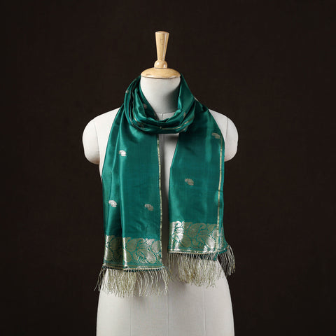 Brocade Handloom Pure Silk Banarasi Stole with Tassels 12