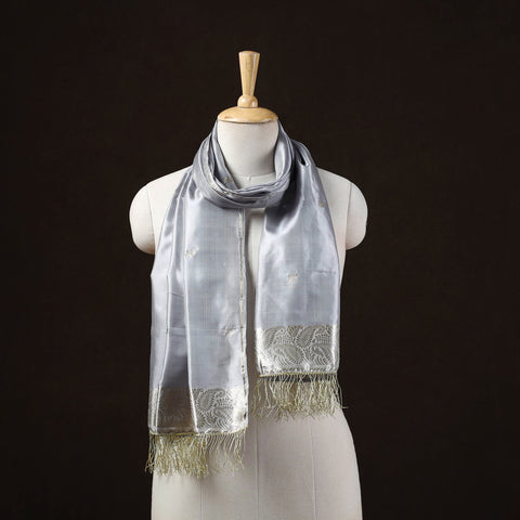 Brocade Handloom Pure Silk Banarasi Stole with Tassels 14