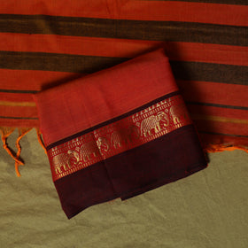 Dharwad Cotton 3pc Unstitched Dress Material Suit Set with Woven Zari Border 21