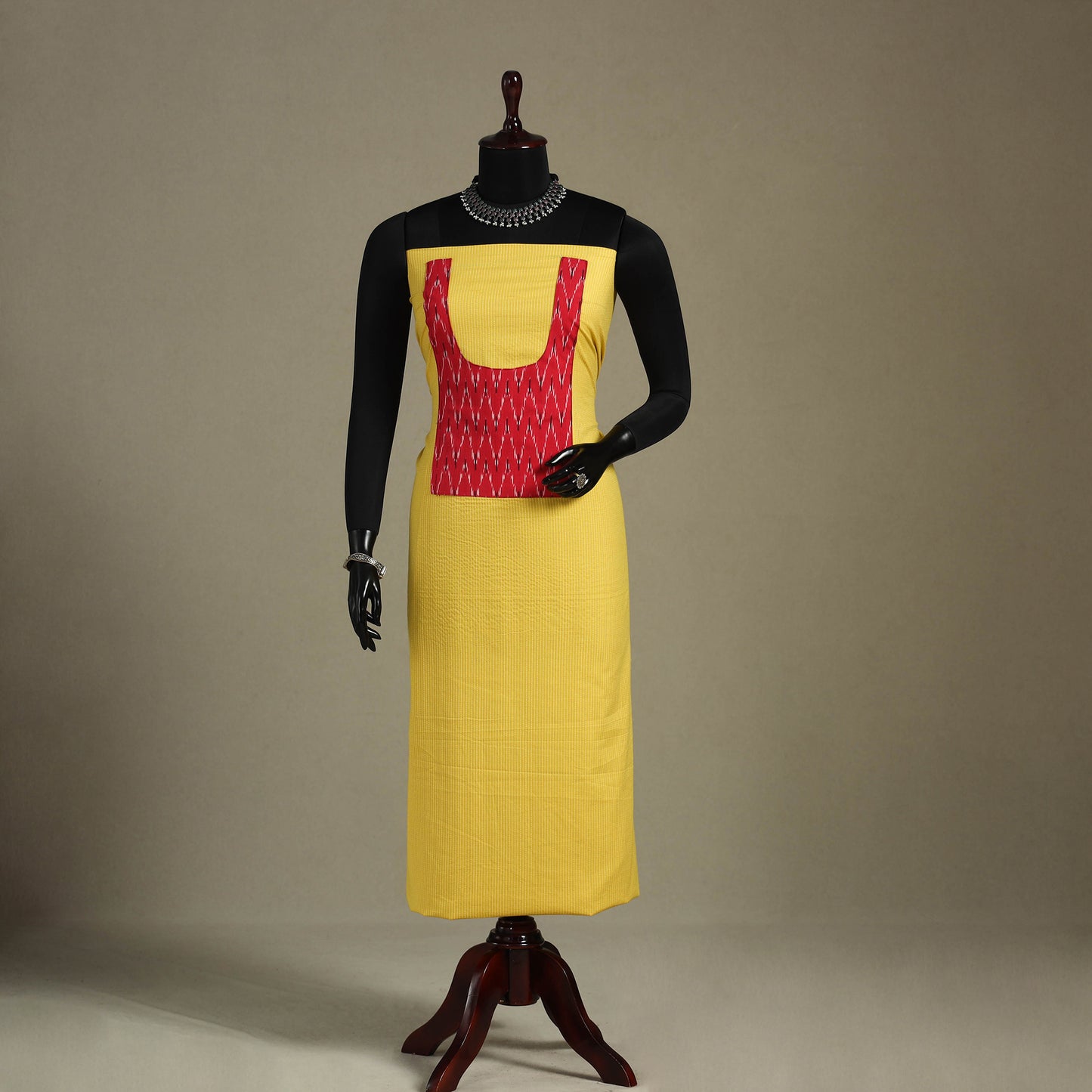 Yellow Unstitched Plain Cotton Kurta Material