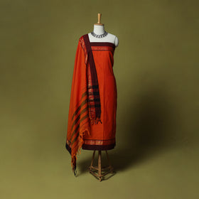 Dharwad Cotton 3pc Unstitched Dress Material Suit Set with Woven Zari Border 21