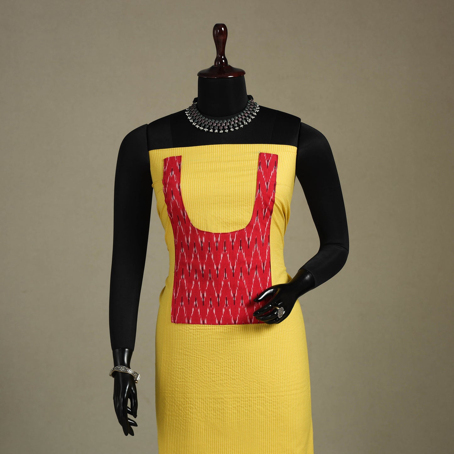 Yellow Unstitched Plain Cotton Kurta Material