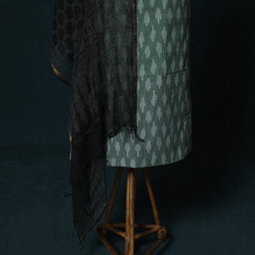 Pochampally Ikat Cotton 2pc Unstitched Dress Material Kurta Set with Jewellery Set 39