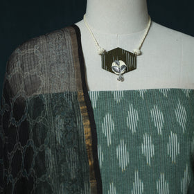 Pochampally Ikat Cotton 2pc Unstitched Dress Material Kurta Set with Jewellery Set 39