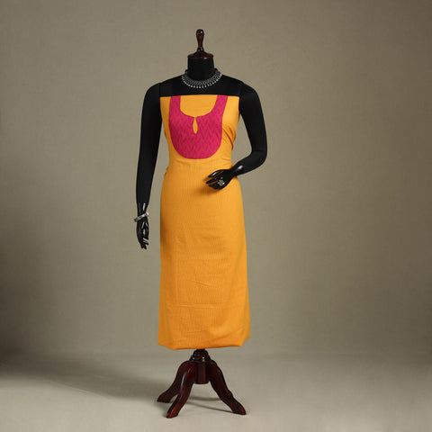 Yellow Unstitched Plain Cotton Kurta Material