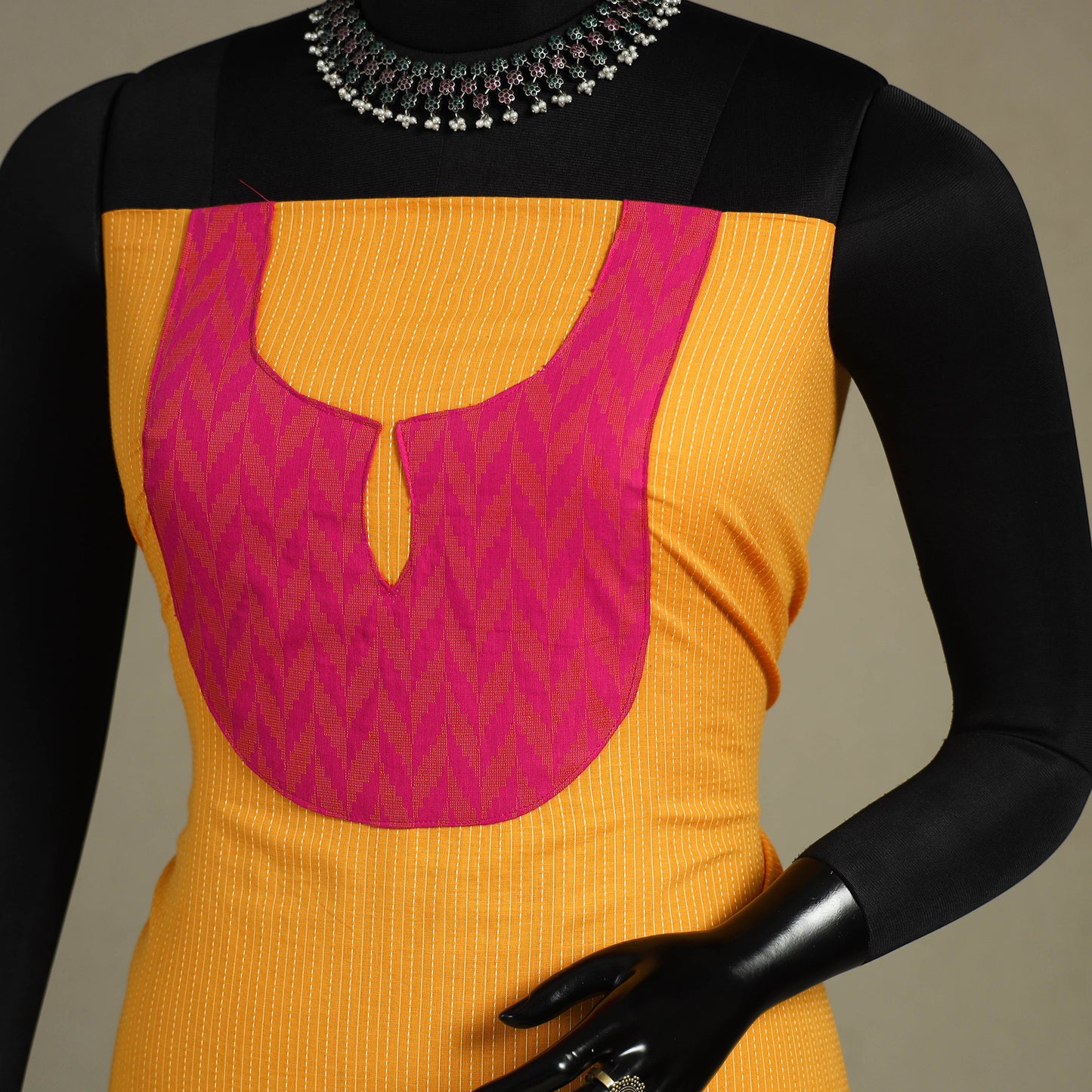 Yellow Unstitched Plain Cotton Kurta Material