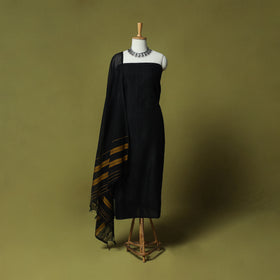 Black - Dharwad Cotton 3pc Unstitched Dress Material Suit Set 25