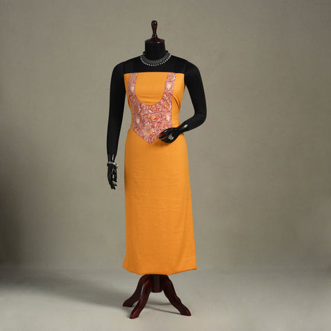 Yellow Unstitched Plain Cotton Kurta Material