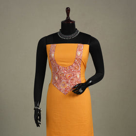 Yellow Unstitched Plain Cotton Kurta Material