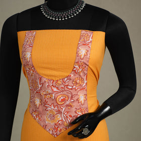 Yellow Unstitched Plain Cotton Kurta Material