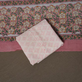 Pink - Sanganeri Hand Block Print Cotton 3pc Unstitched Dress Material Suit Set 51