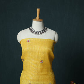 Yellow - 3pc Gota Patti Work Kota Doria Cotton Unstitched Dress Material Suit Set 02