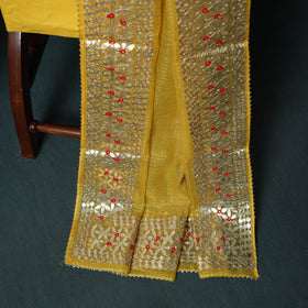 Yellow - 3pc Gota Patti Work Kota Doria Cotton Unstitched Dress Material Suit Set 02
