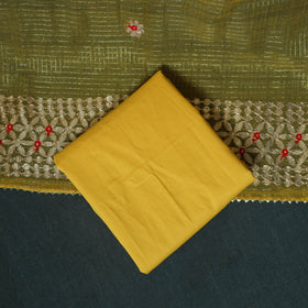 Yellow - 3pc Gota Patti Work Kota Doria Cotton Unstitched Dress Material Suit Set 02