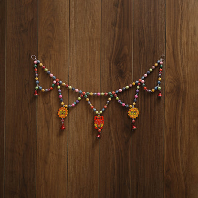Banaras handpainted wooden & terracotta toran 01