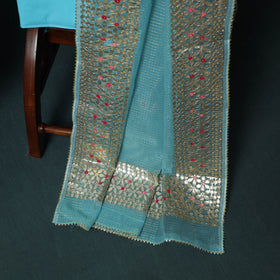 Blue - 3pc Gota Patti Work Kota Doria Cotton Unstitched Dress Material Suit Set 03