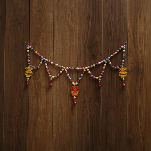 Banaras handpainted wooden & terracotta toran 05