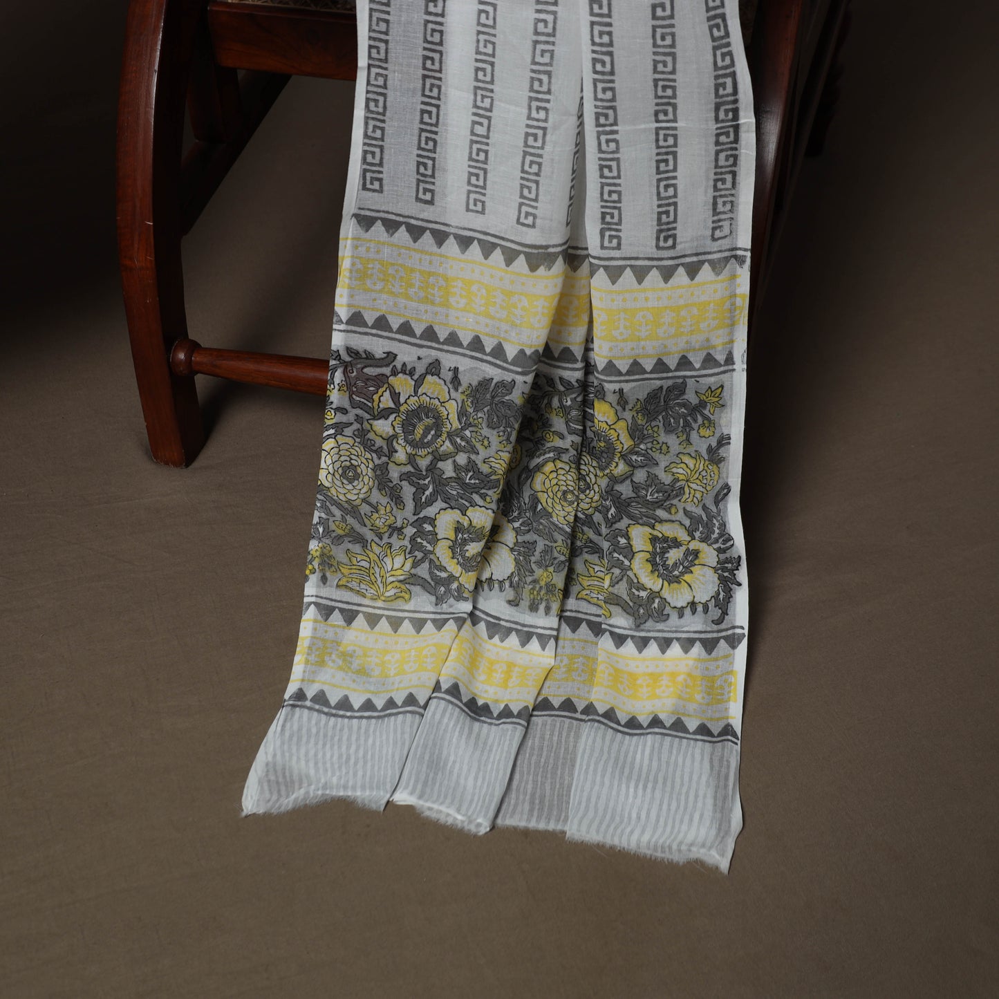 Grey - Sanganeri Hand Block Print Cotton 3pc Unstitched Dress Material Suit Set 54