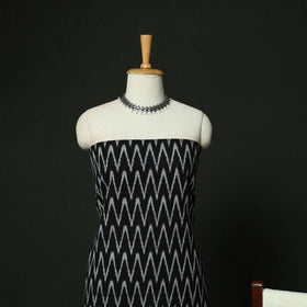 Black - Pochampally Ikat Cotton 3pc Unstitched Dress Material Suit Set 01