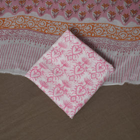 Pink - Sanganeri Hand Block Print Cotton 3pc Unstitched Dress Material Suit Set 55