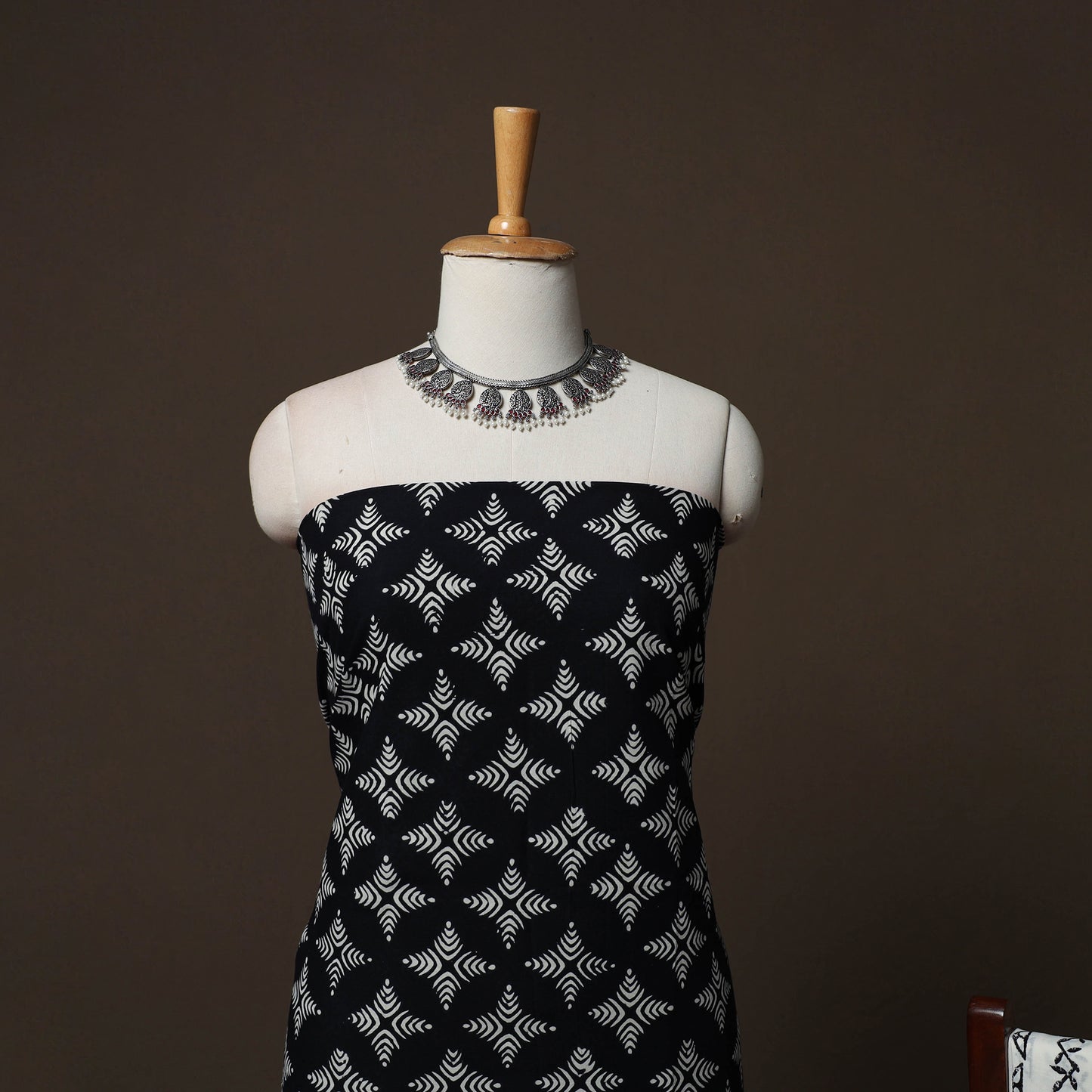 Black - Sanganeri Hand Block Print Cotton 3pc Unstitched Dress Material Suit Set 56
