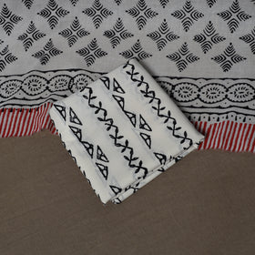 Black - Sanganeri Hand Block Print Cotton 3pc Unstitched Dress Material Suit Set 56