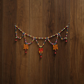 Banaras handpainted wooden & terracotta toran 03