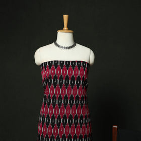 Black - Pochampally Ikat Cotton 3pc Unstitched Dress Material Suit Set 05