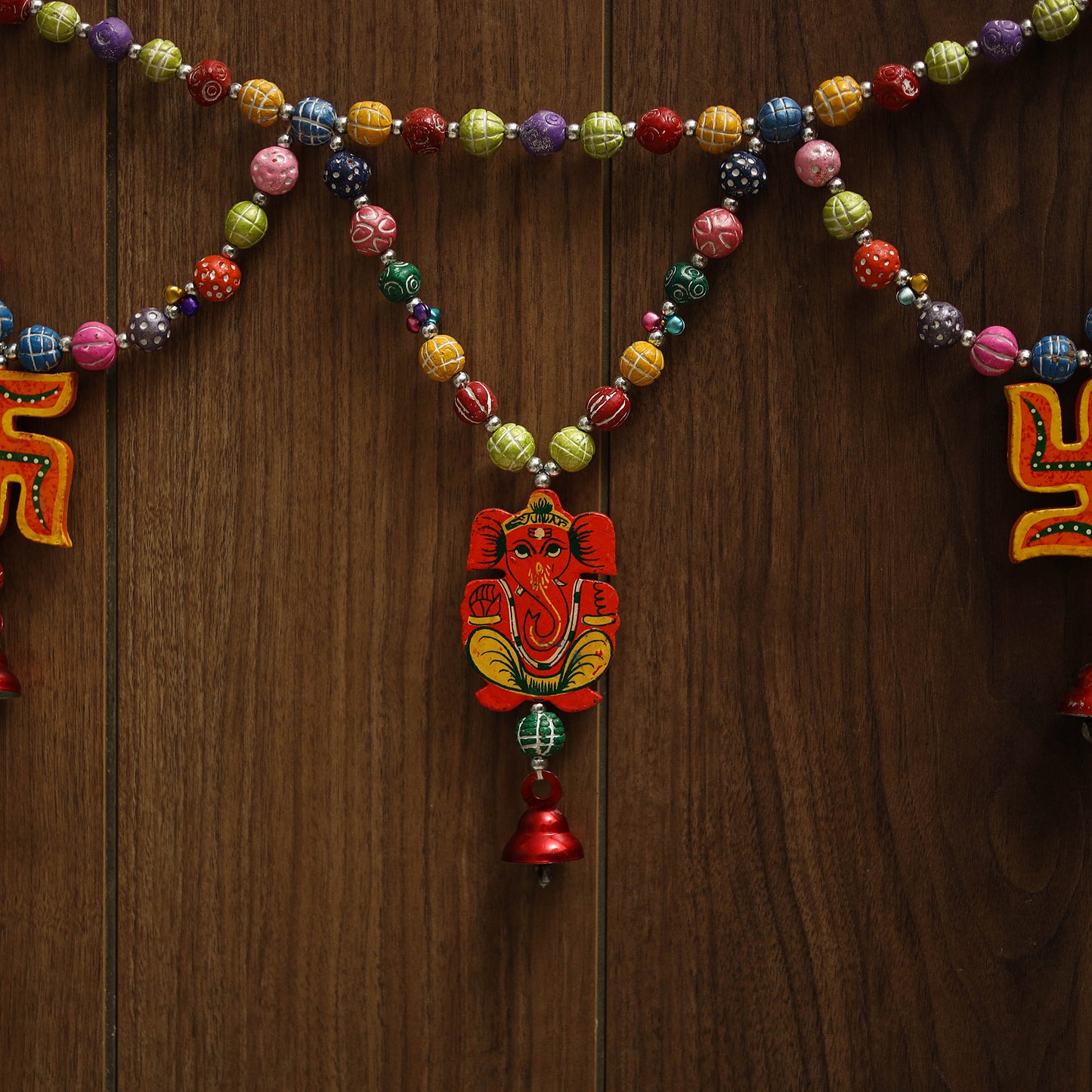 Banaras handpainted wooden & terracotta toran 03