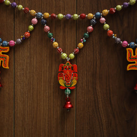 Banaras handpainted wooden & terracotta toran 03