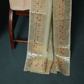 Beige - 3pc Gota Patti Work Kota Doria Cotton Unstitched Dress Material Suit Set 05