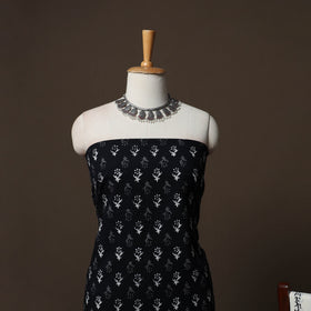 Black - Sanganeri Hand Block Print Cotton 3pc Unstitched Dress Material Suit Set 58