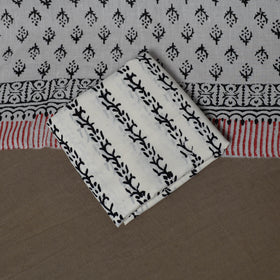 Black - Sanganeri Hand Block Print Cotton 3pc Unstitched Dress Material Suit Set 58