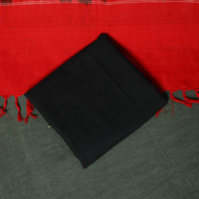 Red - Pochampally Ikat Cotton 3pc Unstitched Dress Material Suit Set 06