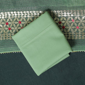 Green - 3pc Gota Patti Work Kota Doria Cotton Unstitched Dress Material Suit Set 08