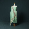 Green - 3pc Gota Patti Work Kota Doria Cotton Unstitched Dress Material Suit Set 08