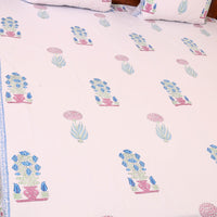 White - Sanganeri Print Cotton Double Bed Cover Set (108 x 90 in) 04