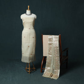 3pc Gota Patti Work Kota Doria Cotton Unstitched Dress Material Suit Set 12