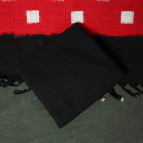 Black - Pochampally Ikat Cotton 3pc Unstitched Dress Material Suit Set 10