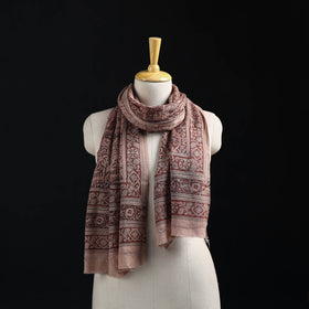 Merino Wool Stole in Pedana Kalamkari Block Prints 02