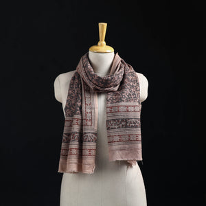 Merino Wool Stole in Pedana Kalamkari Block Prints 03