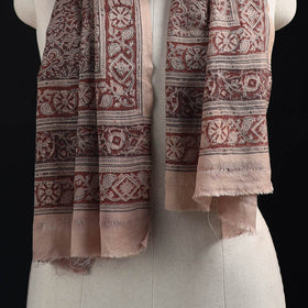 Merino Wool Stole in Pedana Kalamkari Block Prints 04