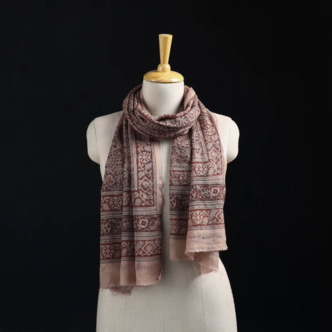 Merino Wool Stole in Pedana Kalamkari Block Prints 04