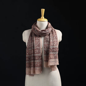 Merino Wool Stole in Pedana Kalamkari Block Prints 04