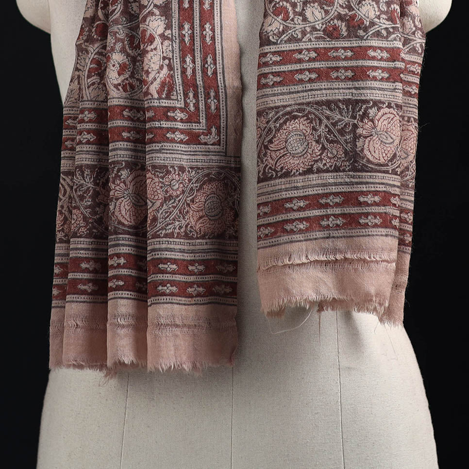 Merino Wool Stole in Pedana Kalamkari Block Prints 05