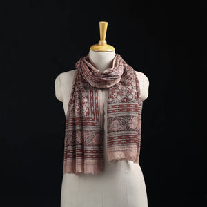 Merino Wool Stole in Pedana Kalamkari Block Prints 05