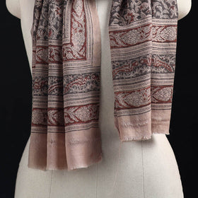 Merino Wool Stole in Pedana Kalamkari Block Prints 06
