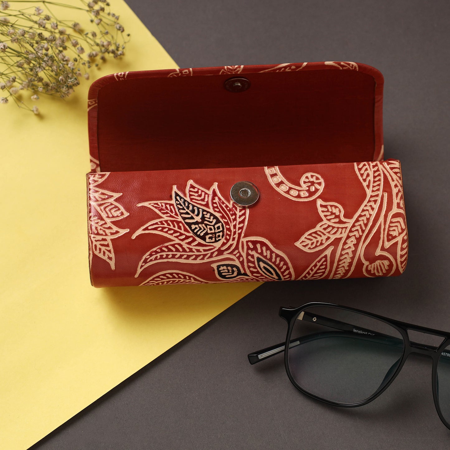 Handcrafted Embossed Leather Spectacle Case
